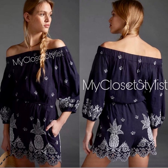 NWT Anthropologie x Farm Rio Jackie Embroidered Eyelet Romper xs